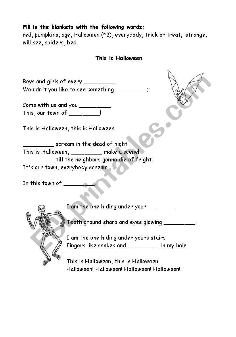 Halloween listening worksheet