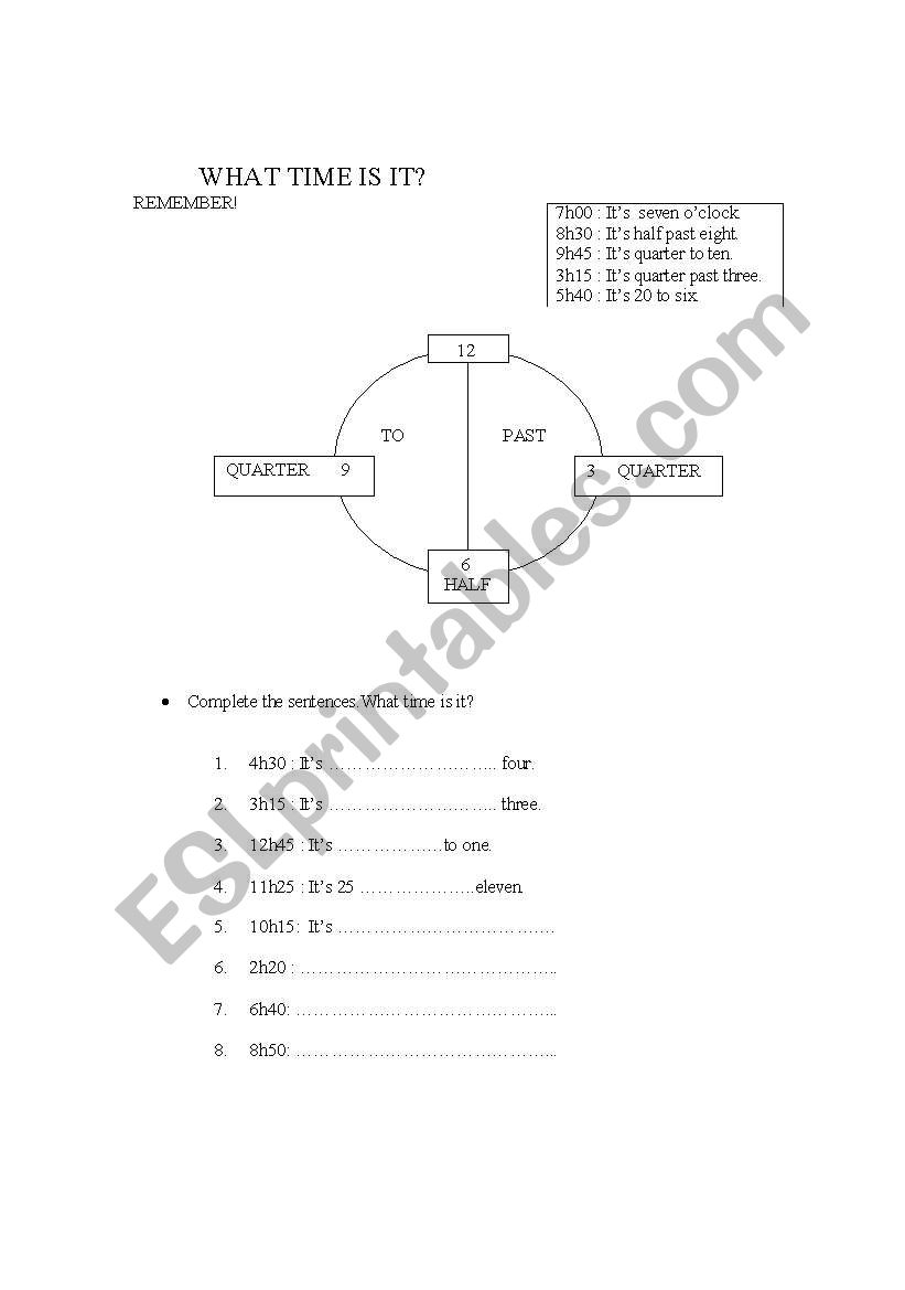 What time is it? worksheet