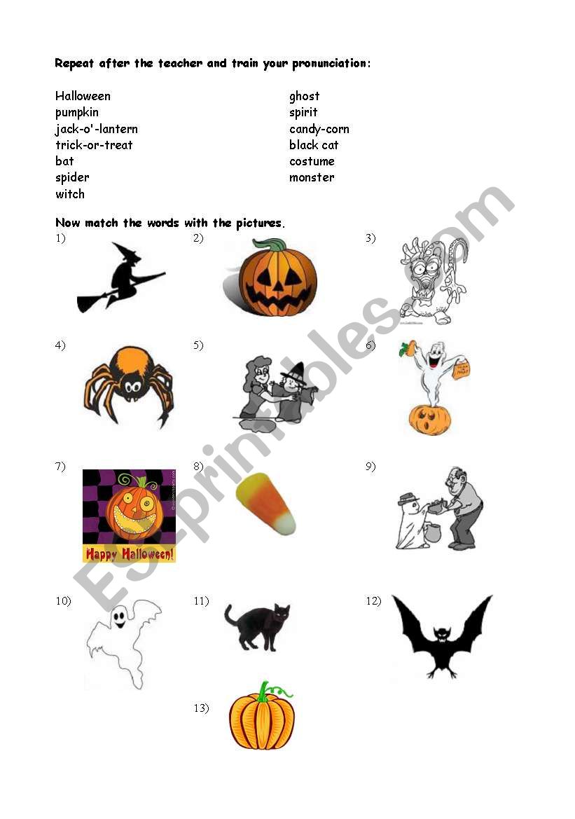 Halloween lexics worksheet