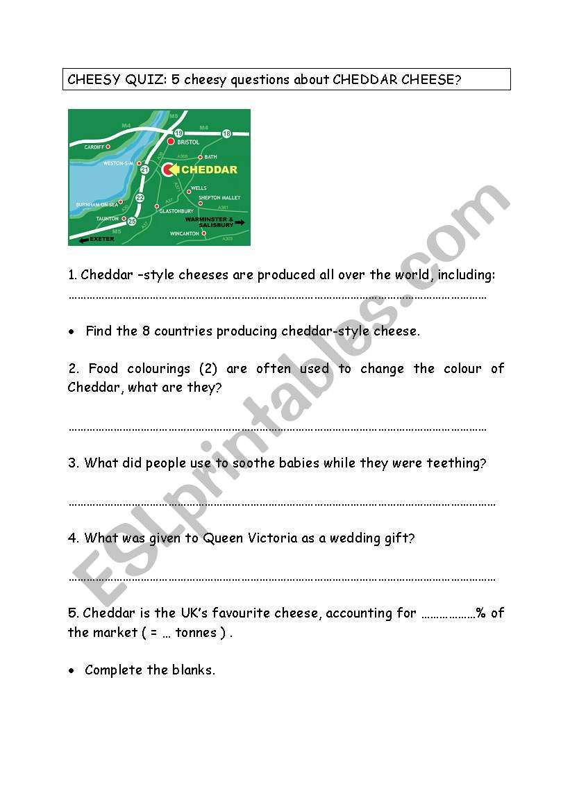 A quizzy cheese ! Intermediate LEVEL A2+ /B1