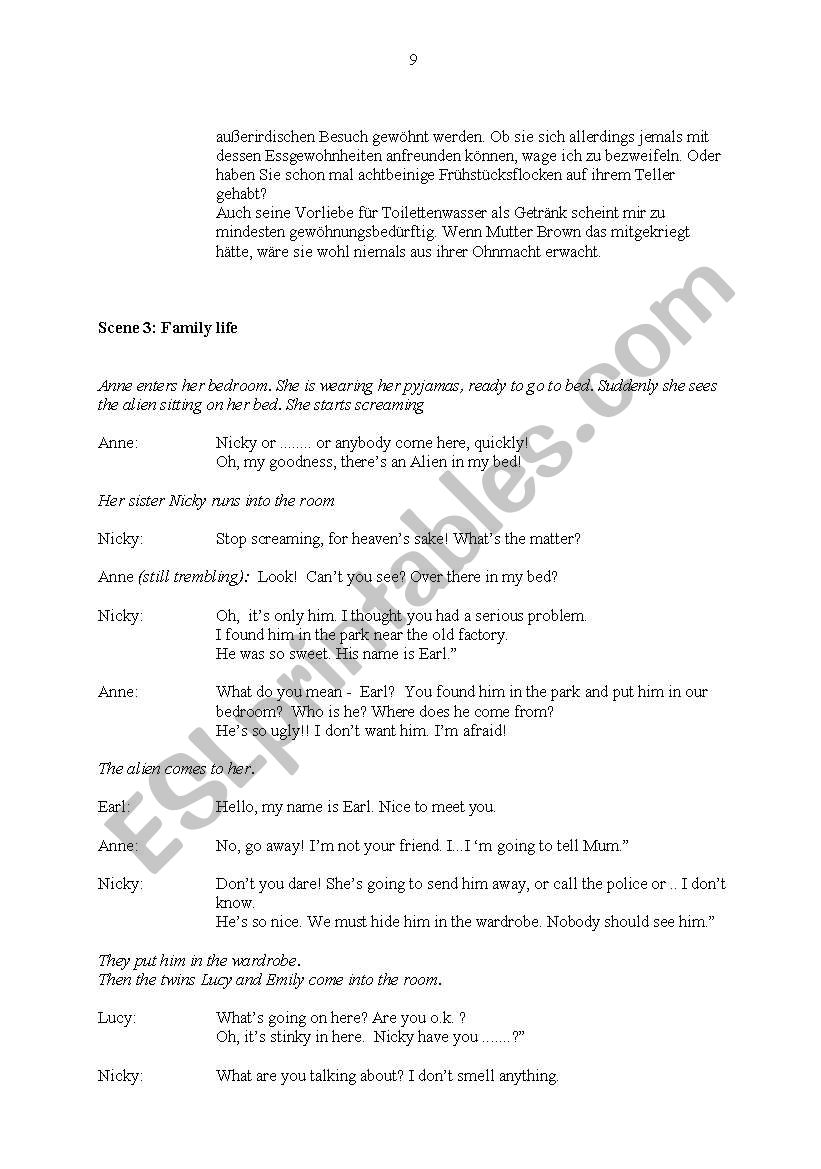 English Worksheets The Aliens Have Landed