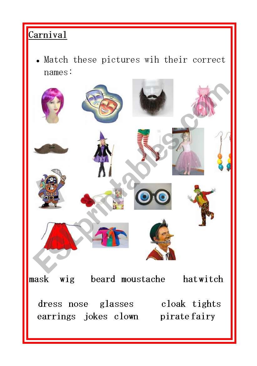 Carnival matching worksheet
