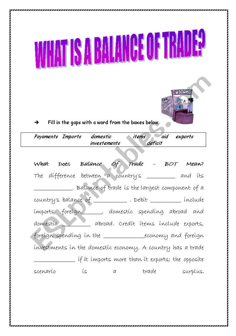 Business vocabulary: Import & Export _ Balance of Trade(+key)