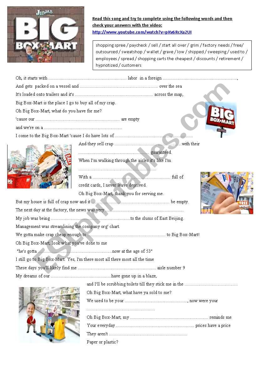 Big Box Mart worksheet