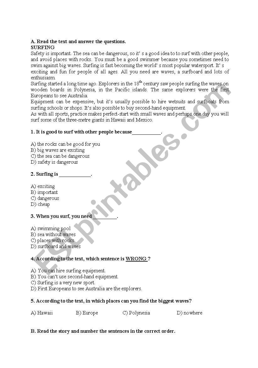 reading passage worksheet