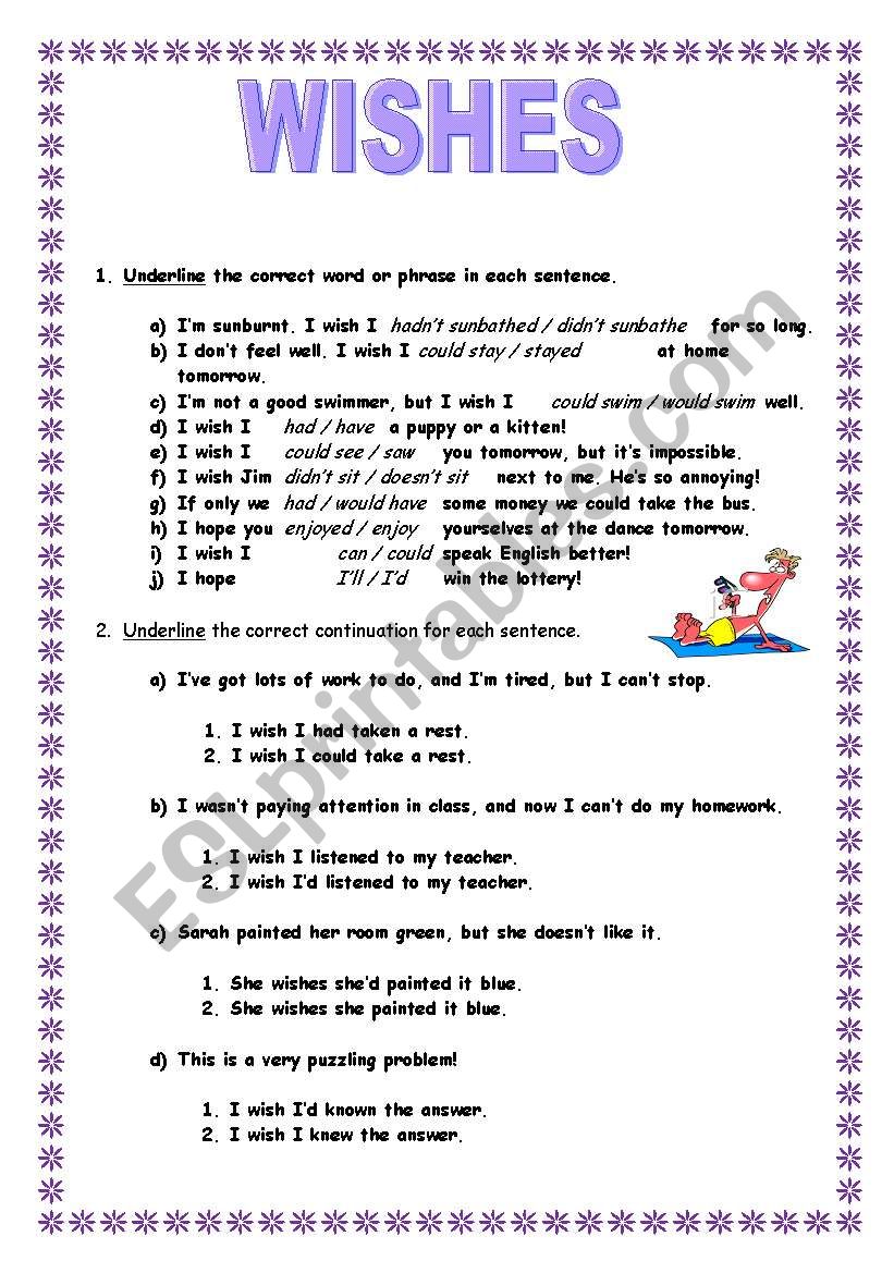 Wishes worksheet