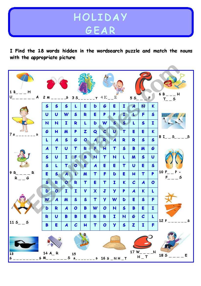 HOLIDAY GEAR worksheet