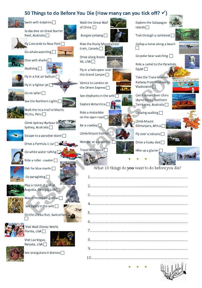 50 Things To Do Before You Die