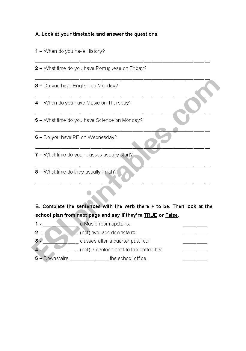 school worksheet