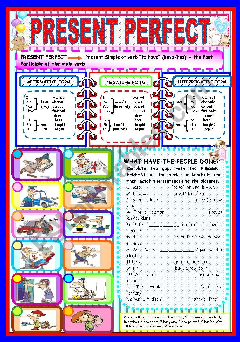 PRESENT PERFECT - FULLY  EDITABLE (ANSWER KEY INCLUDED)