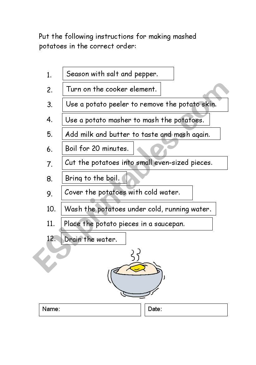 Sequencing events/Following instructions