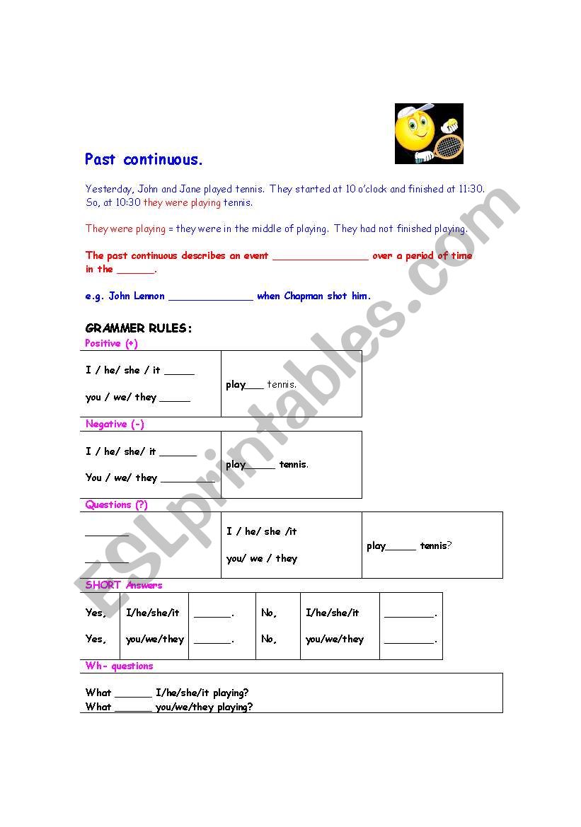 Past Continuous worksheet