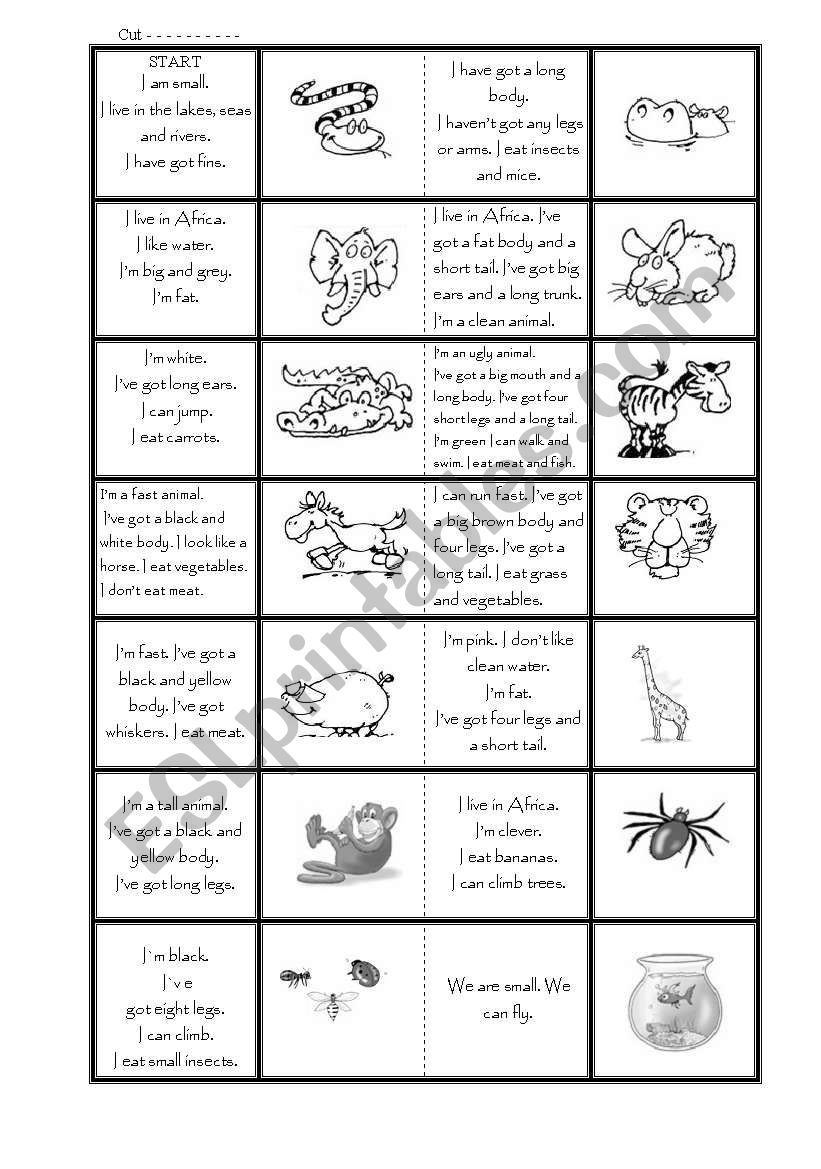 Animals. Domino. worksheet