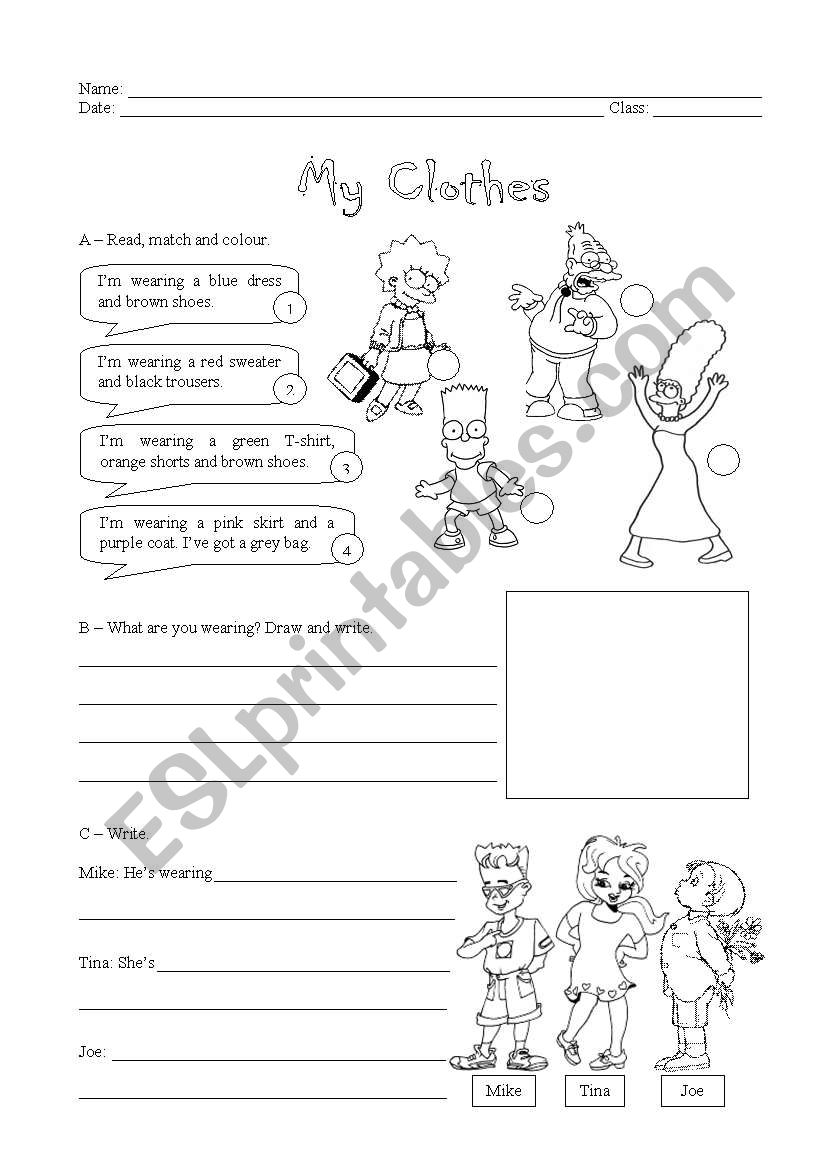My Clothes worksheet