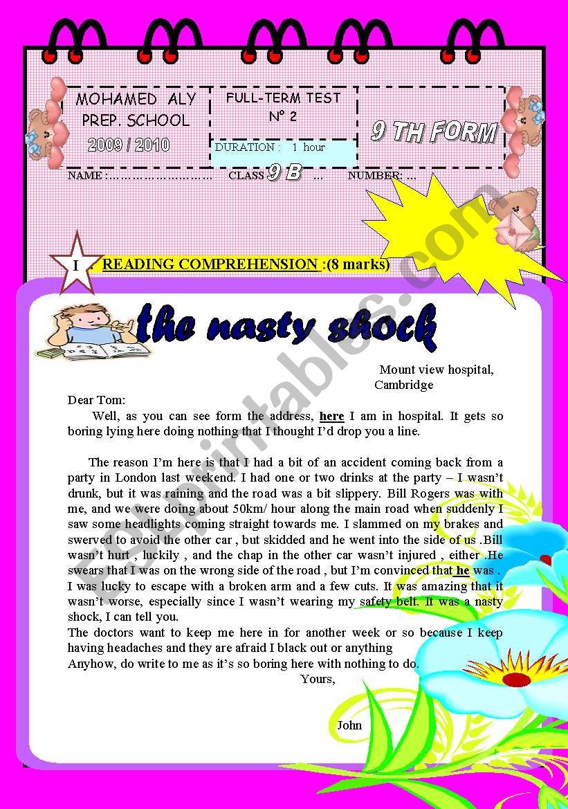 FULL TERM TEST NÂ° 2 FOR 9TH FORM 