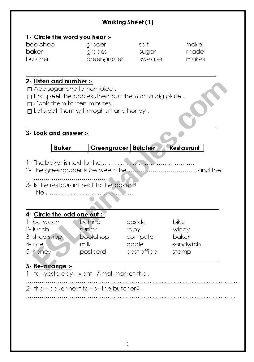 grammer worksheet