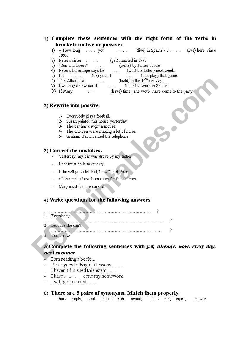 mixed revision worksheet worksheet