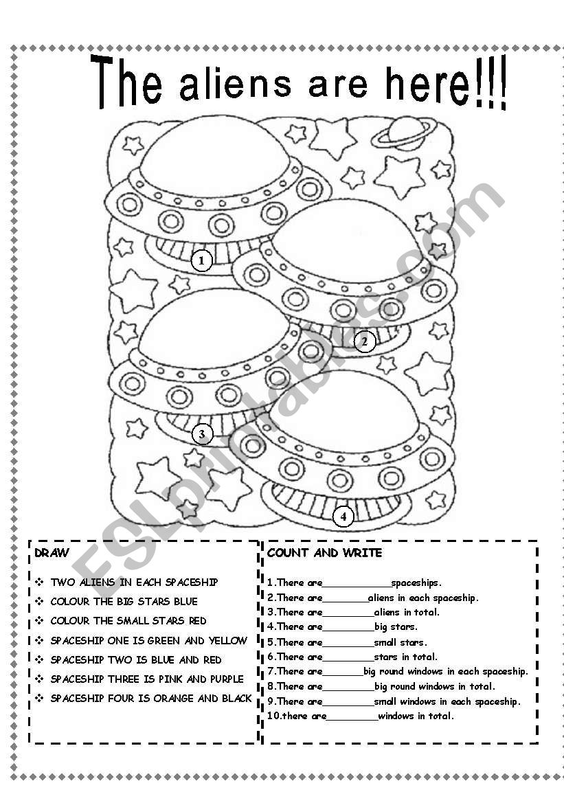 THE ALIENS ARE HERE!!! worksheet