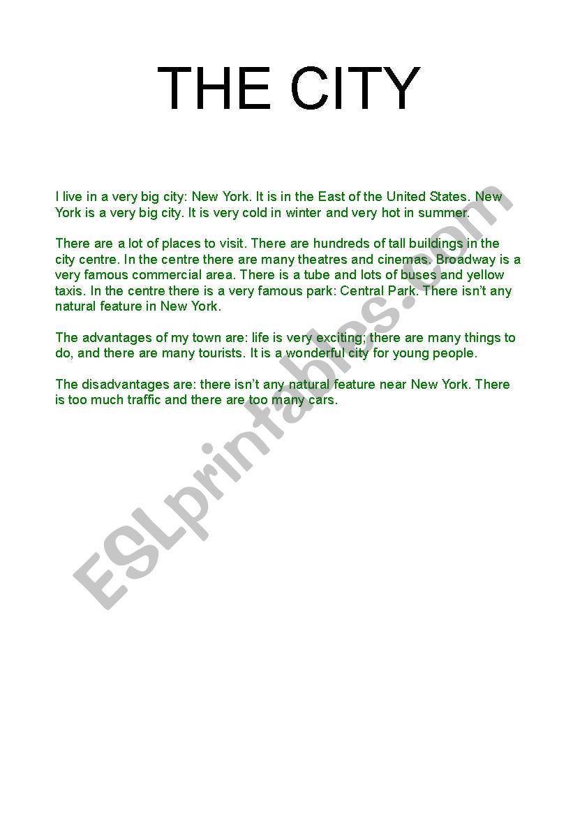 city worksheet