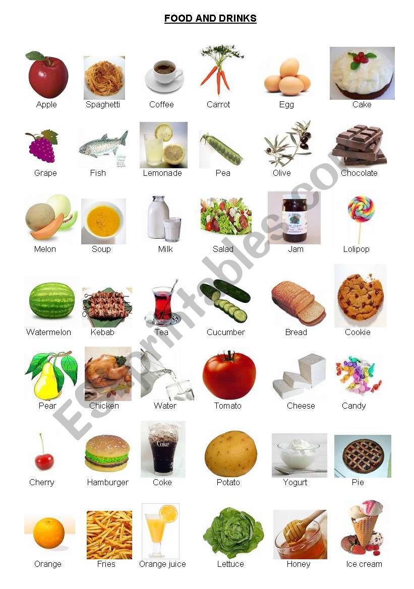 FOOD AND DRINKS worksheet