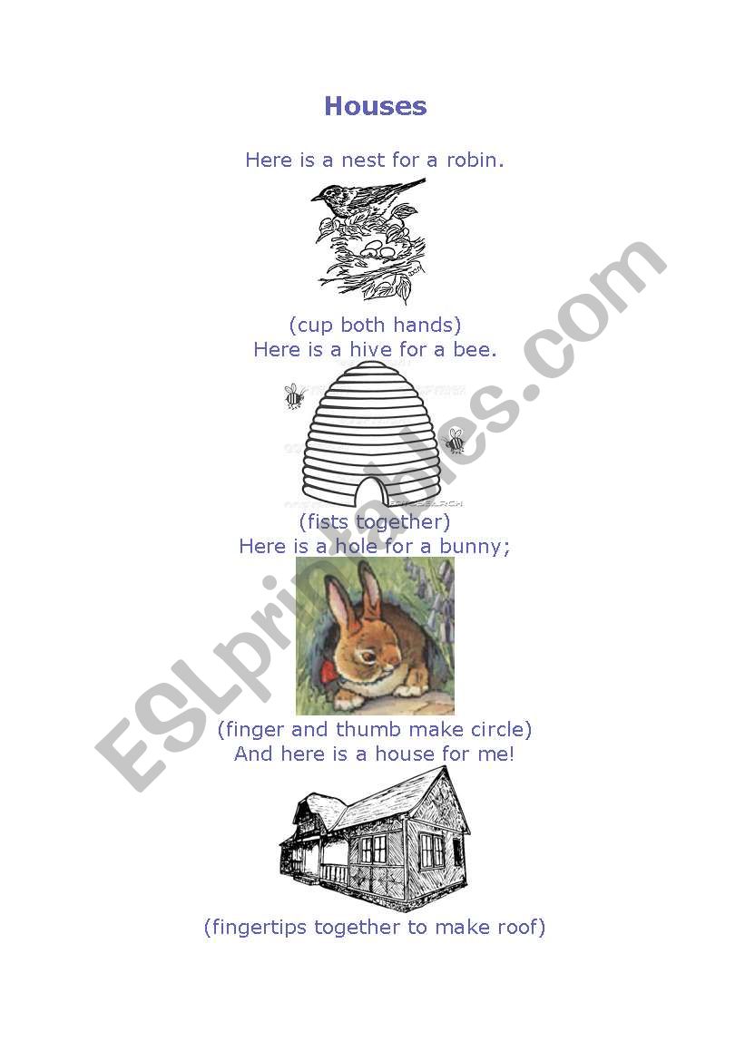 Houses for animals worksheet