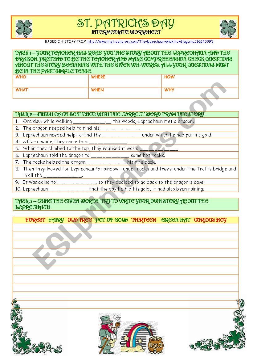 St. Patricks Day - intermediate worksheet