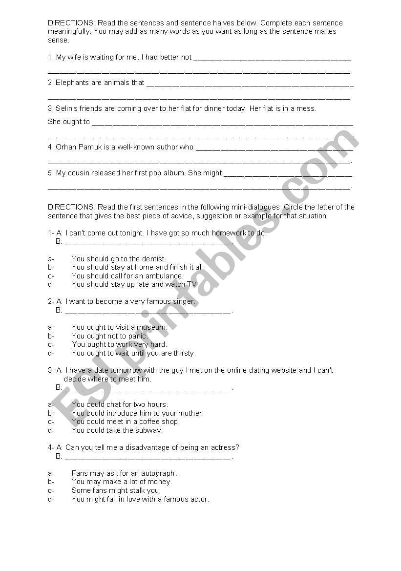 Revision for Modals and Relative Clauses