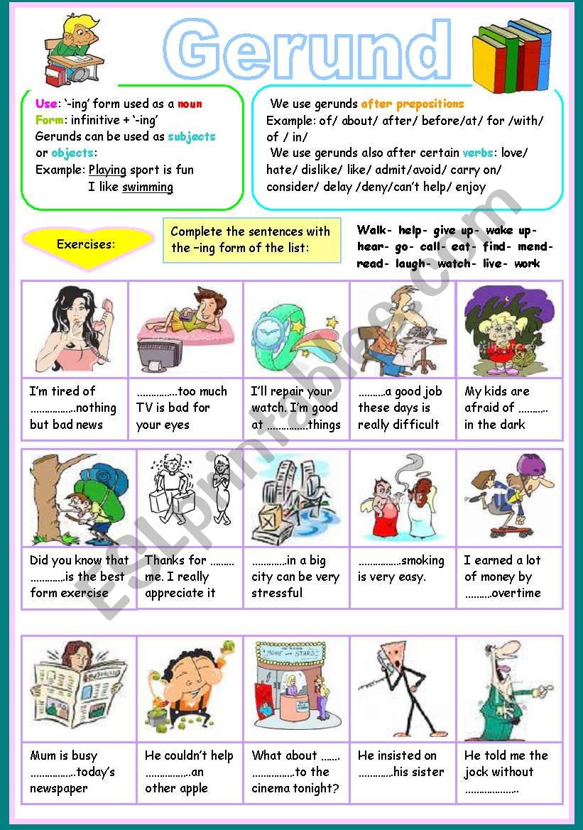 Gerunds ESL Worksheet By Ben 10