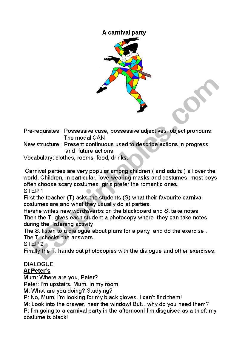 A carnival party worksheet