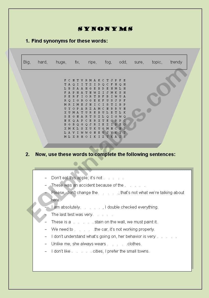 synonyms wordsearch and practice