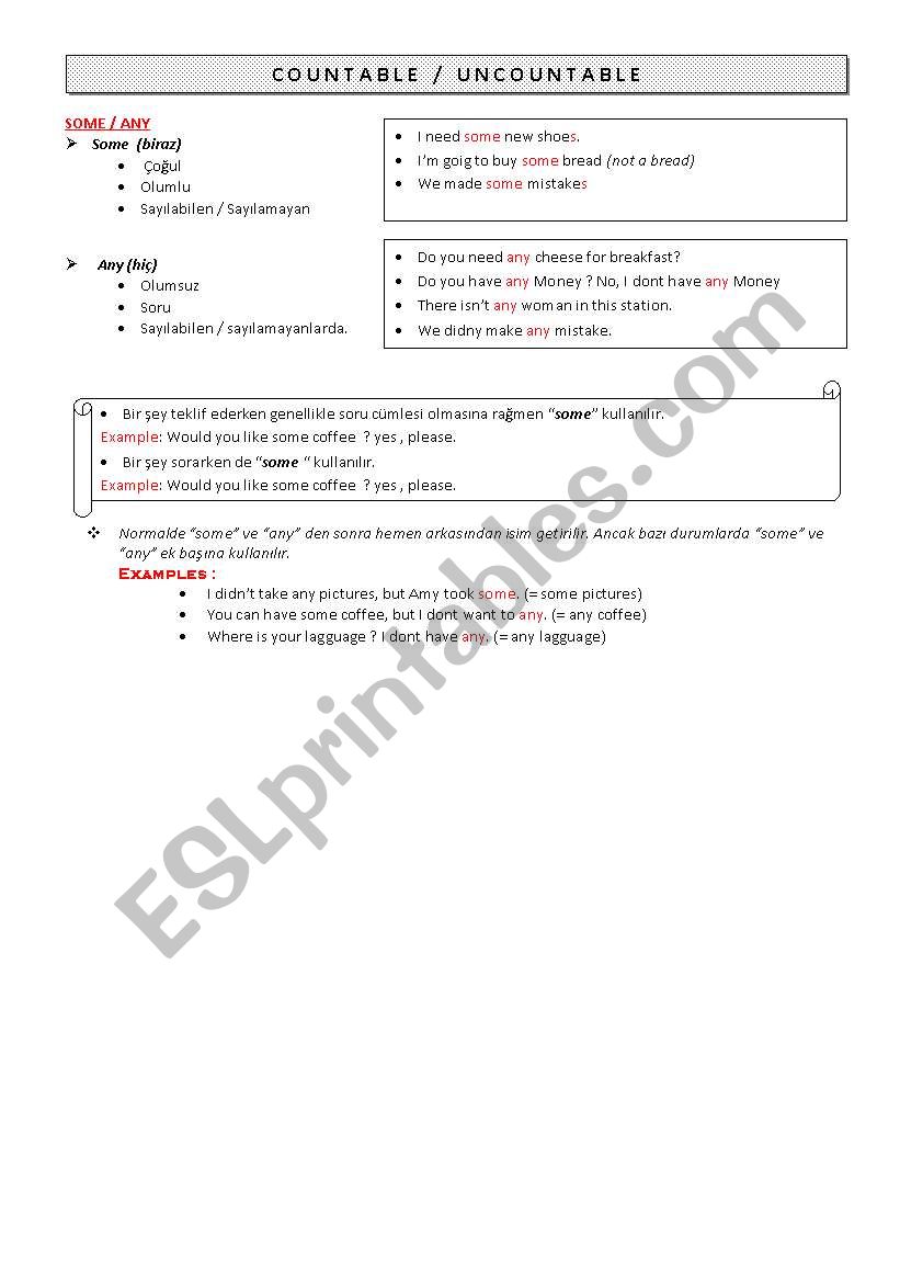 countable uncountables worksheet