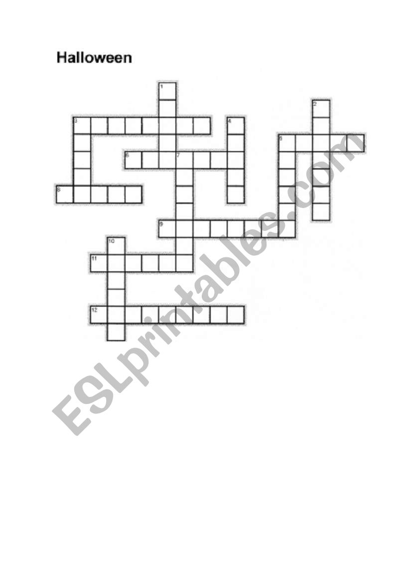 Halloween Crossword Puzzle worksheet