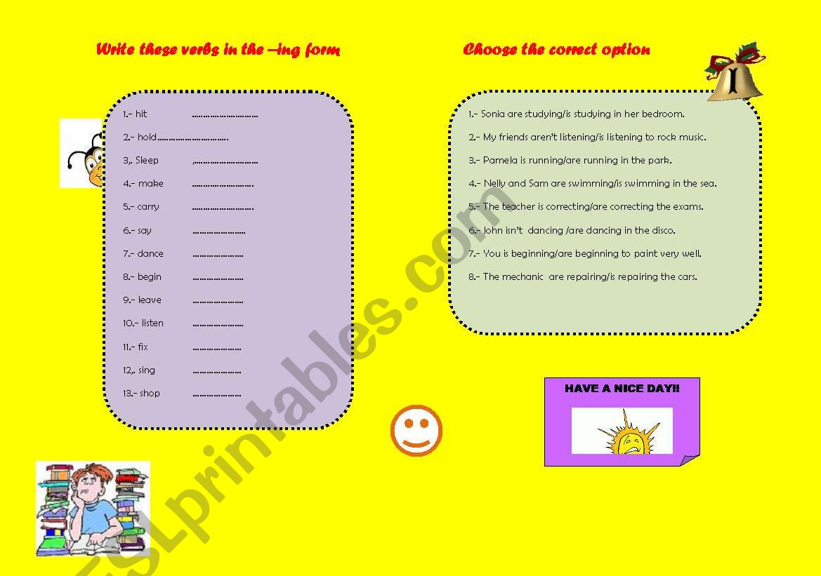 -ING FORM; PRESENT CONTINUOUS worksheet
