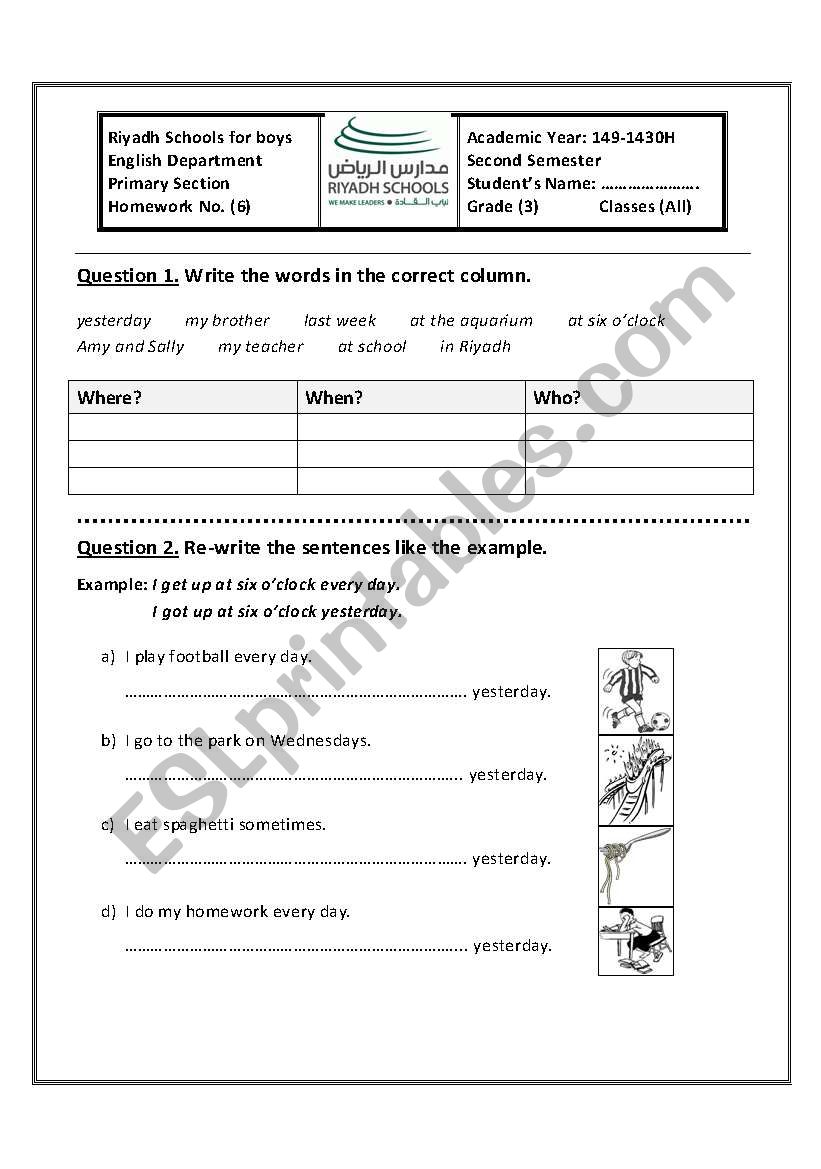 wh questions and past simple tense