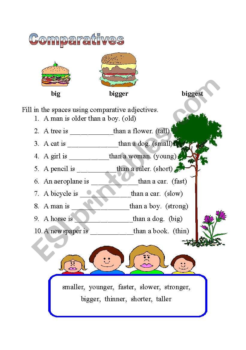 Comparatives Worksheet worksheet
