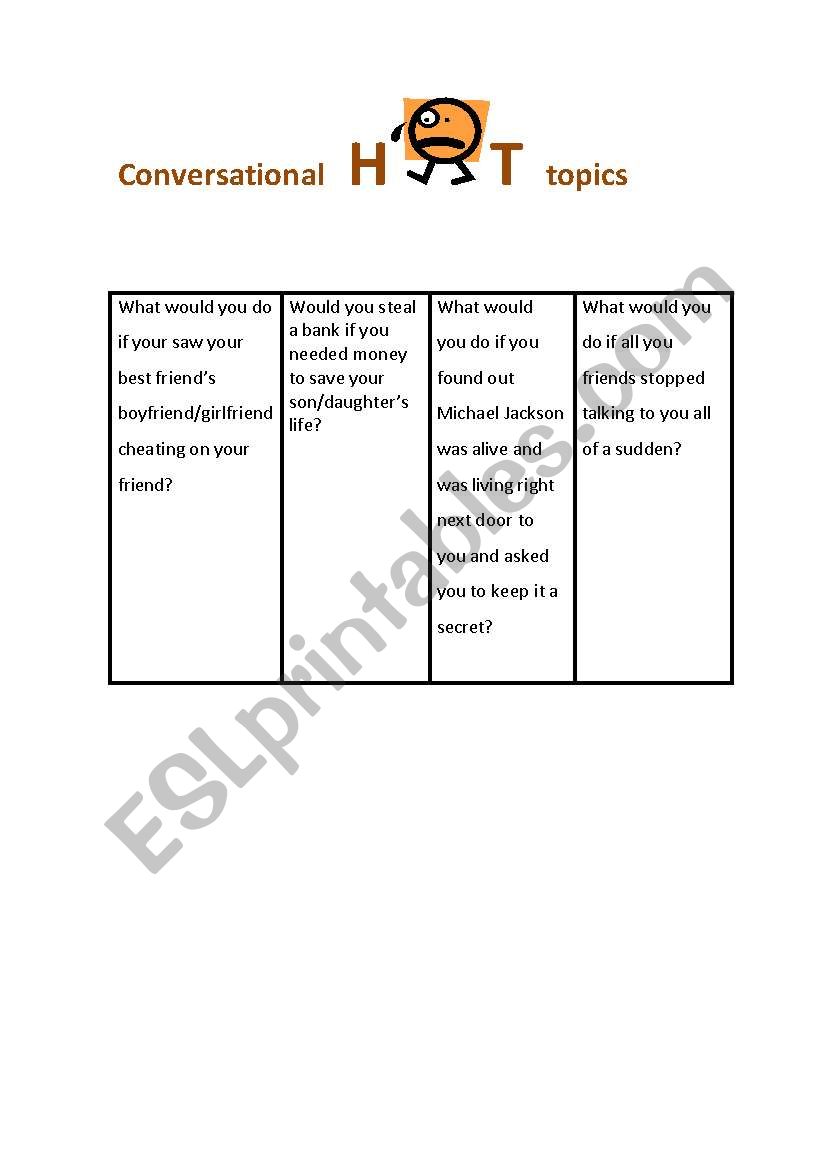 conversational hot topics worksheet