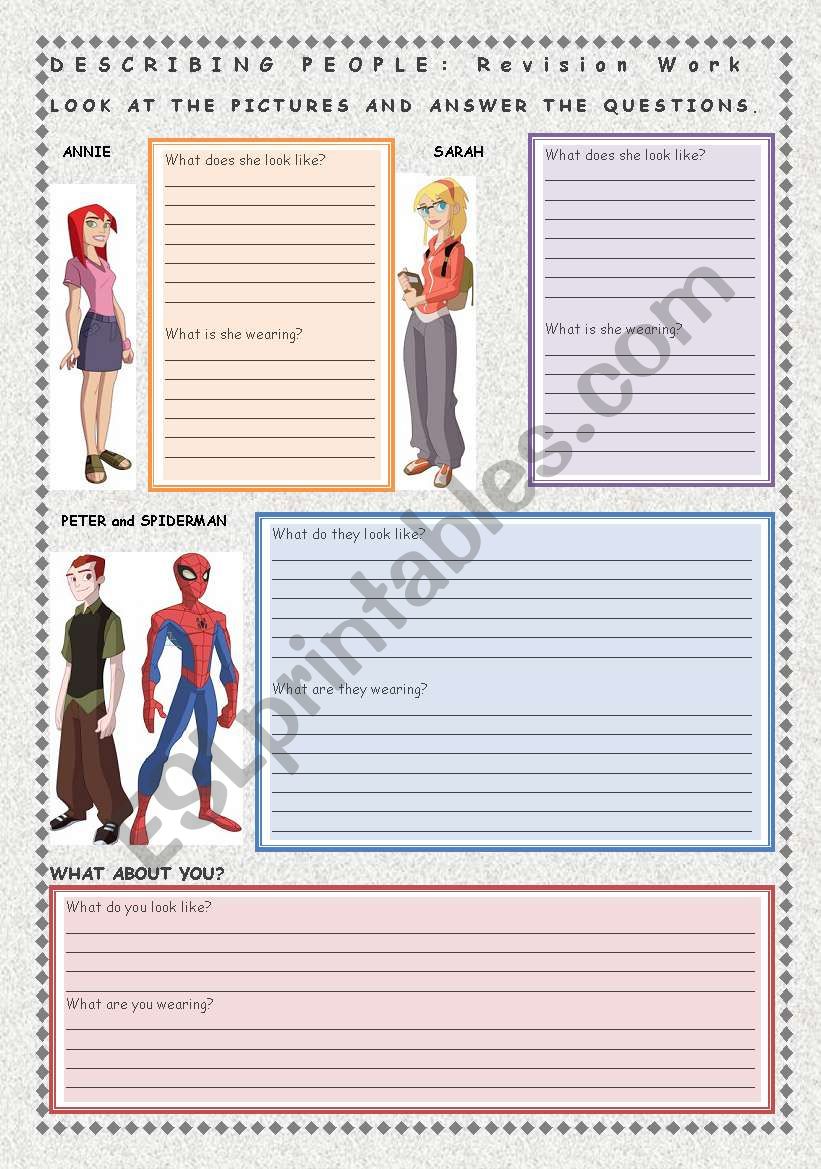 DESCRIBING PEOPLE worksheet