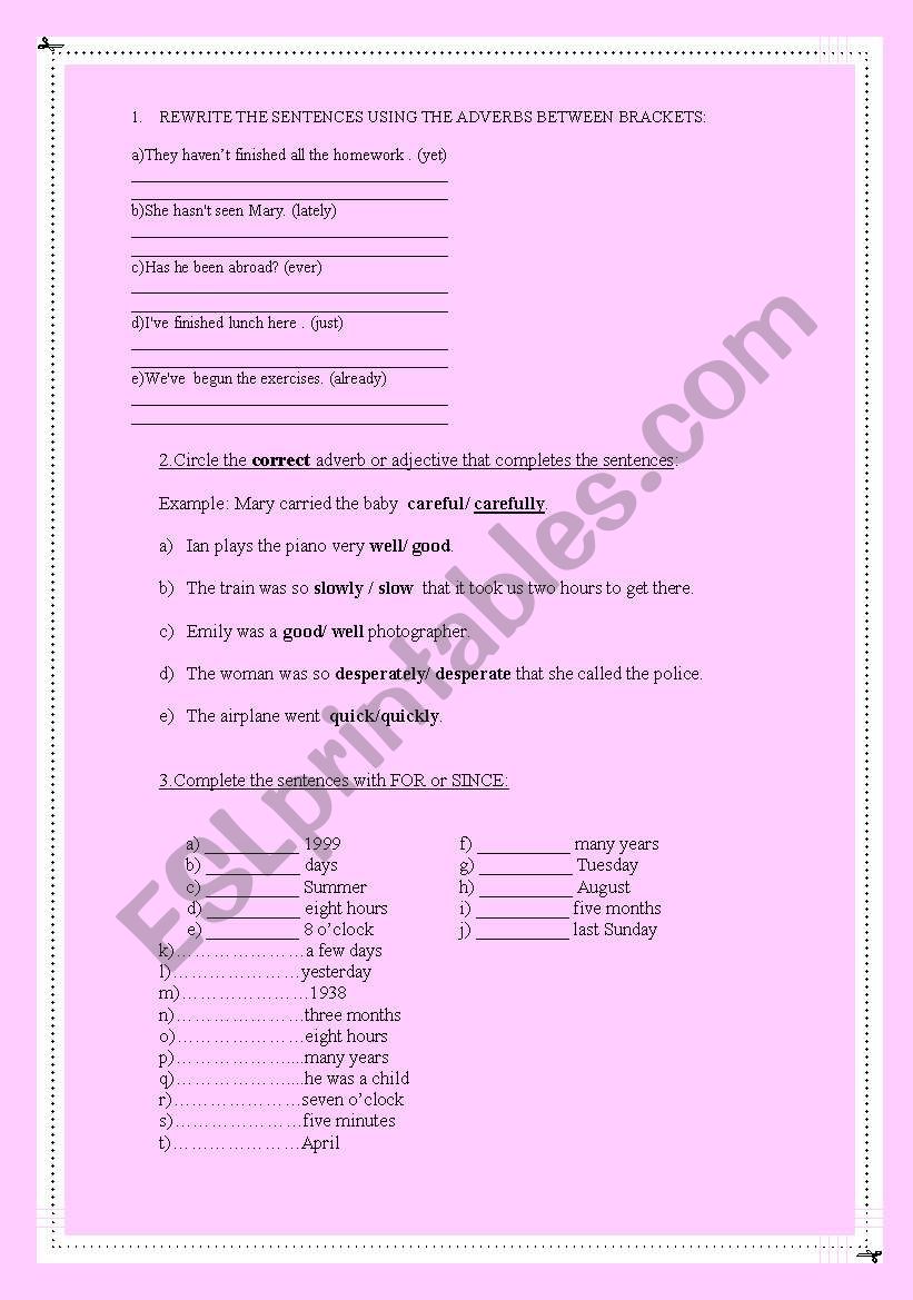 ADVERBS worksheet