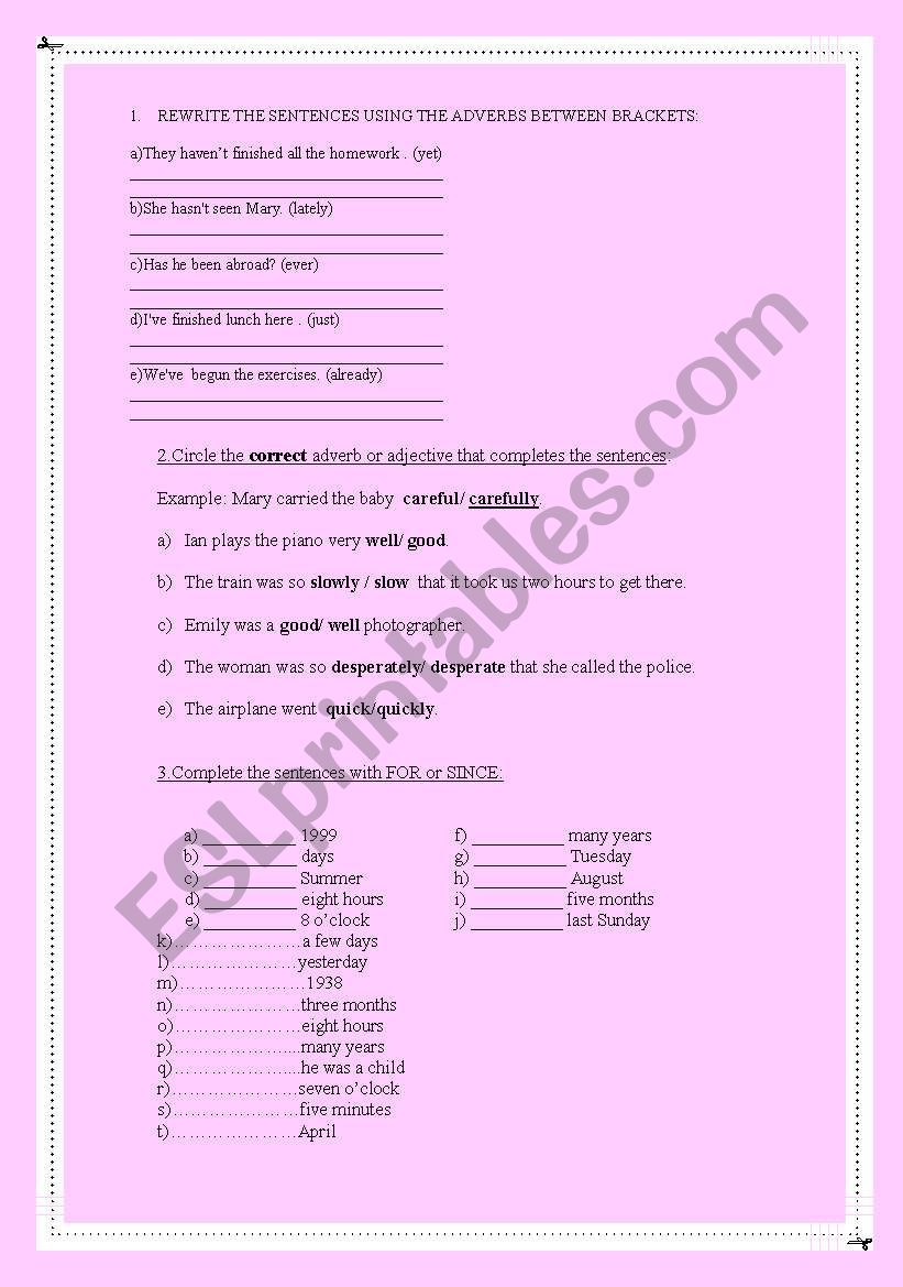 ADVERBS worksheet