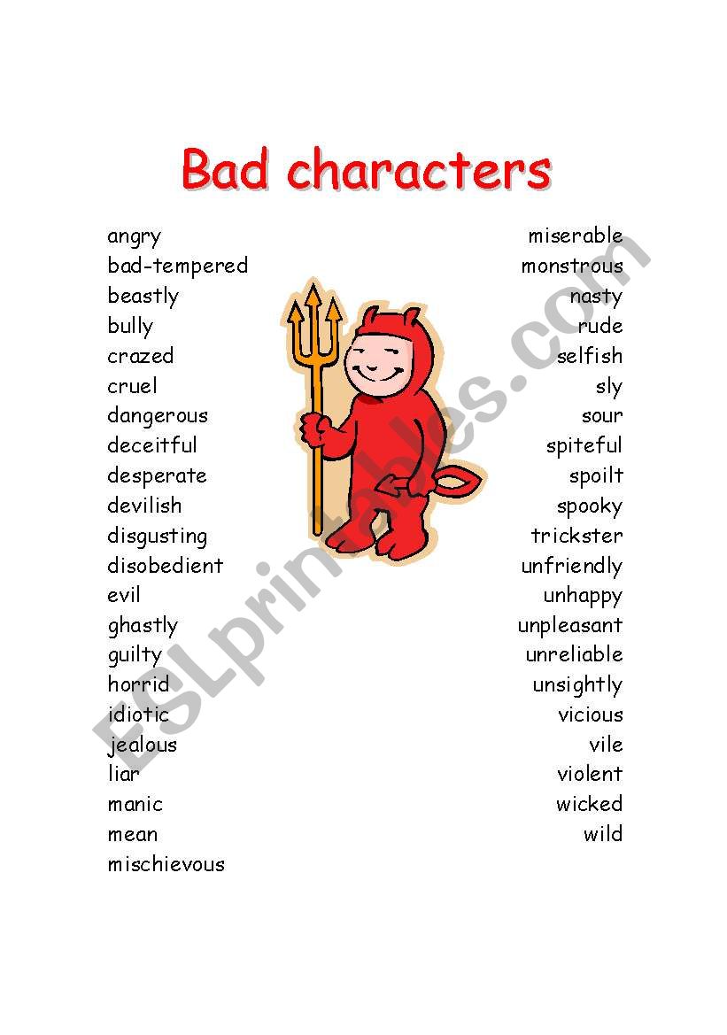 Bad characteristics for story writing