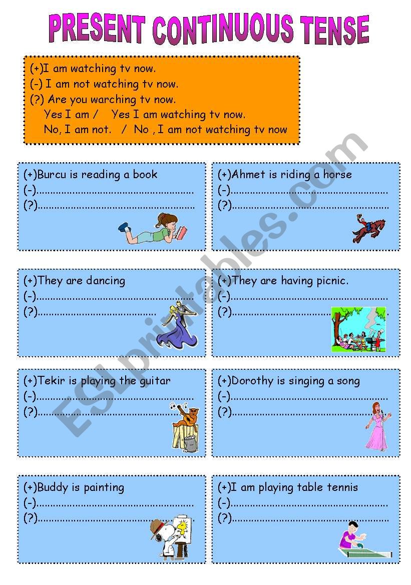 Present continuous worksheet