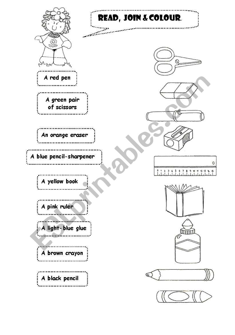 CLASSROOM OBJECTS + COLOURS worksheet