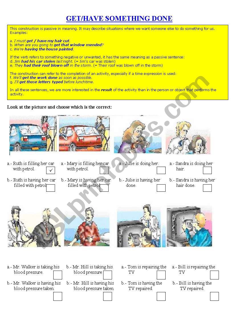 Get/Have something done worksheet