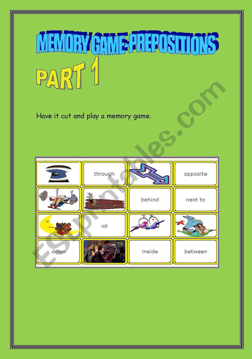 Prepositions-Memory game and gaps