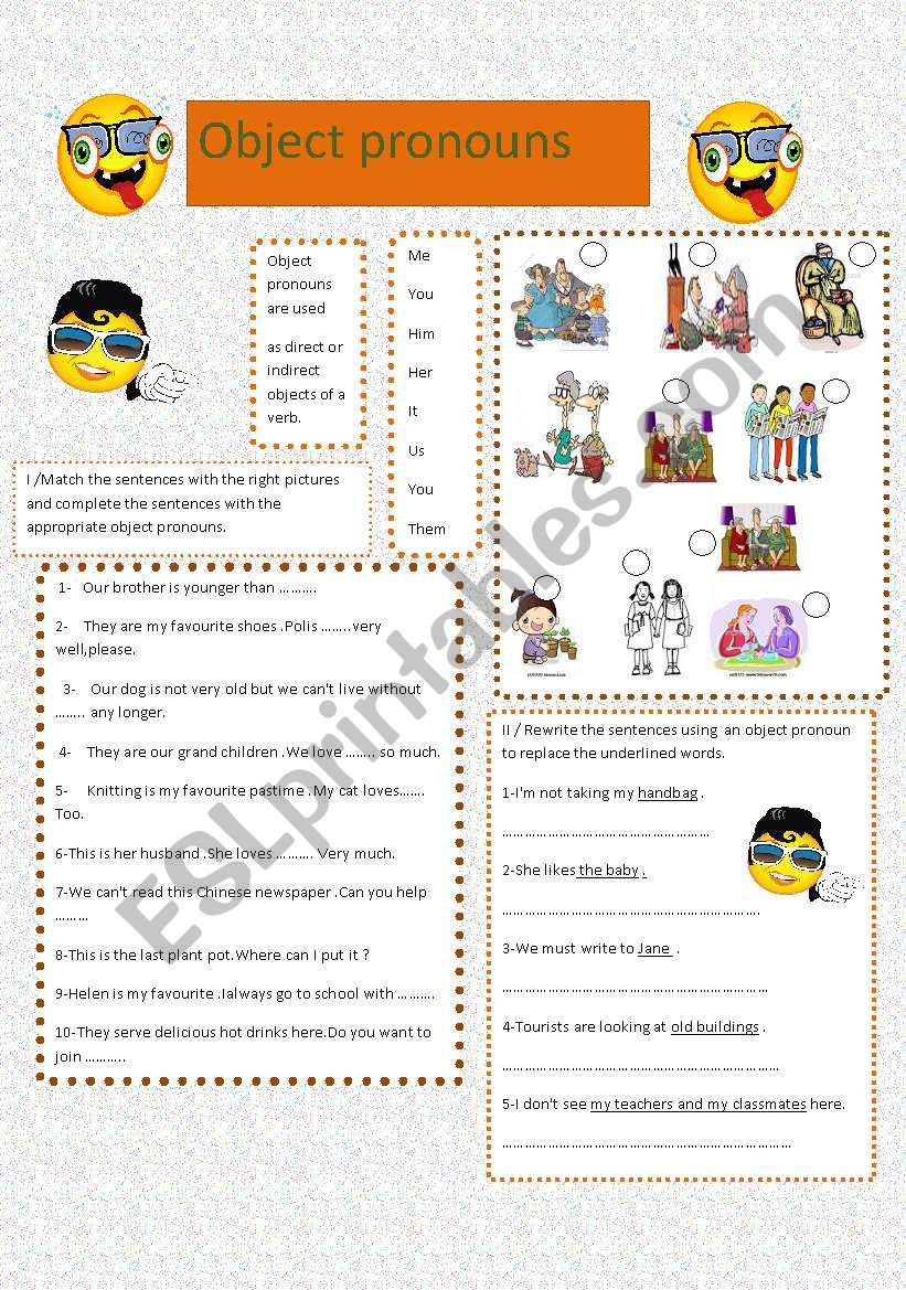 Object pronouns. worksheet