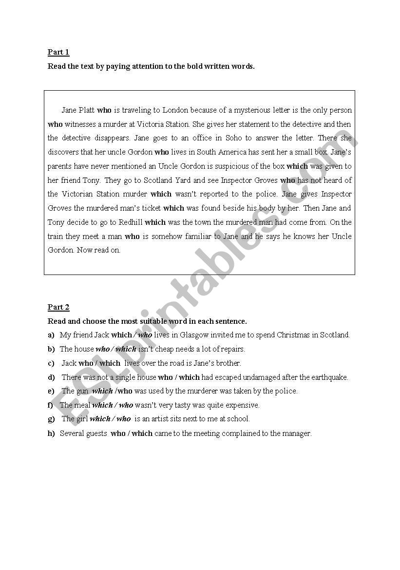  relative clauses worksheet