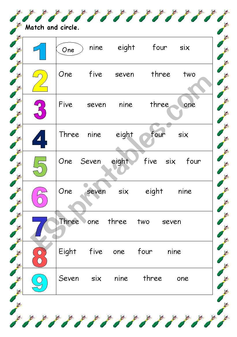 Numbers worksheet