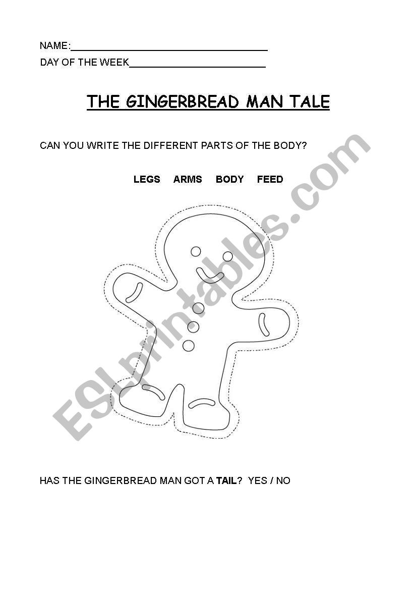 the gingerbread man worksheet