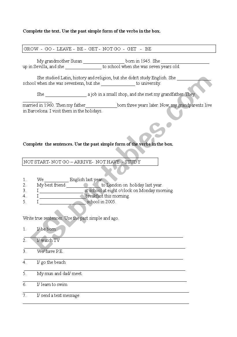 exercises past simple worksheet