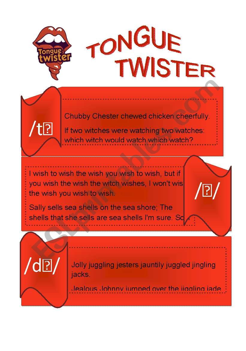 Tongue twisters worksheet
